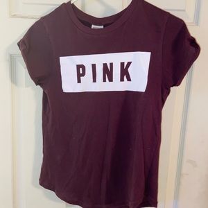 Burgundy short sleeve Pink tee